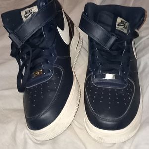 Nike Air force ones navy blue and white size 12.